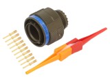 Conector Militar Amphenol MIL-DTL-38999 Series III, D38999/26WC98PN, Tip Mufa Tata, 10 Pini, Carcasa Aluminiu Oliv, Placare Aur