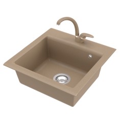 Pachet chiuveta bucatarie Alveus GEM 10+ Baterie Alveus Diana GM 230 G 55 Bej, compozit algranit, 500x500 dimensiune chiuveta, 180 mm adancime chiuvet