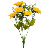 Ramura decorativa artificiala,gerbera cu flori galbene,37 cm, Oem