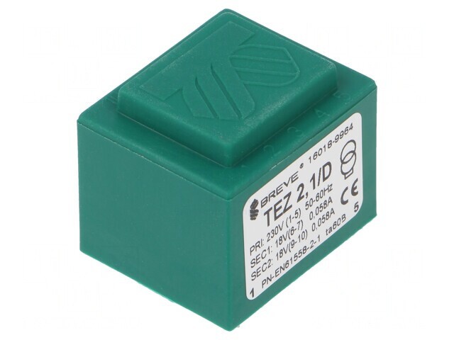 Transformator &Icirc;ncapsulat 2,1VA 230VAC 18V 58mA PCB