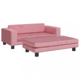 Cumpara ieftin Pat pentru caini cu extensie, roz, 100x50x30 cm, catifea