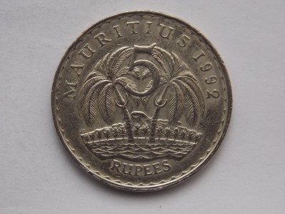 5 RUPEES 1992 MAURITIUS foto