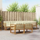 vidaXL Set de canapele de exterior cu pernă 7 pcs Natural și Crem 3367703
