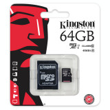 Card MicroSD Kingston 64gb cu adaptor SD, Micro SD, 64 GB