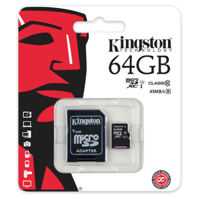 Card MicroSD Kingston 64gb cu adaptor SD foto