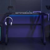 Birou Gaming vidaXL Negru 110x60x75cm cu Suport Casti, Pahare si Controller - Design Ergonomic, Picioare ZZ