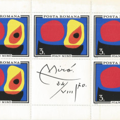 Romania, LP 744b/1970, Inundatia II (Joan Miro), coala mica de 5+1 vinieta, MNH