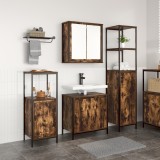 VidaXL Set de mobilier pentru baie 3 piese din stejar fumuriu - Lemn prelucrat