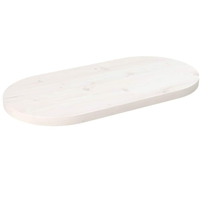 vidaXL Blat de masă, alb, 80x40x2,5 cm, lemn masiv de pin, oval