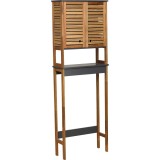 Raft Depozitare Deasupra Toaletă Mdf/Acacia 2 Uși/1 Raft 173&times;22,5&times;60 Cm &ndash; Negru/ Acacia | Mobilier Depozitare Baie