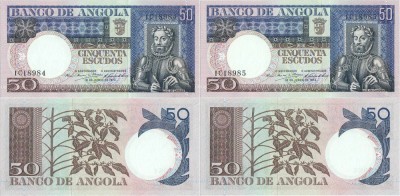 2&amp;times; 1973 (10 VI), 50 Escudos (P-105a) - Angola - stare UNC foto