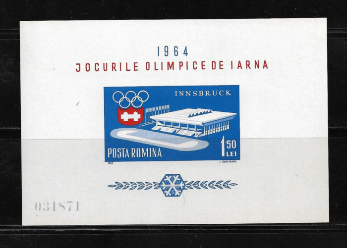 ROMANIA 1963 - JO INSBRUCK, COLITA, MNH - LP 572