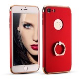Cumpara ieftin Husa iPhone 7 MyStyle 3in1 Ring Rosu: Protectie Soc, Praf, Zgarieturi, Carcasa Policarbonat + Servetel