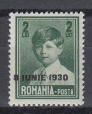 ROMANIA 1930 LP 83 b REGELE MIHAI I SUPRATIPAR 8 IUNIE 1930 GUMA ORIGINALA