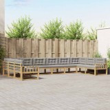 vidaXL Set de canapele de exterior cu pernă 10 pcs Alb și gri deschis 3387100