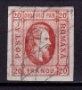✅ RO 1865 ,LP 17 ,&quot;Al.-Ioan Cuza in oval &quot;, 20 par rosu , stampila gratar, Stampilat