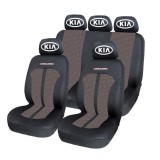 Set Huse Scaune Universale Premium Carguard Personalizate cu Kia &ndash; Negru/Bej