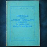 MODIFICARI ADUSE ACTELOR NORMATIVE PUBLICATE IN CULEGERILE EDITATE ANTERIOR