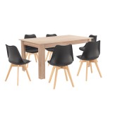 Cumpara ieftin Set de masă Lola 6+1 negru-stejar Sonoma