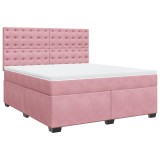 Cumpara ieftin Pat box spring cu saltea, roz, 180x200 cm, catifea