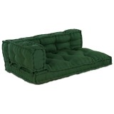 Perne pentru canapea pe palet vidaXL cu suport pentru brațe și spate, material verde