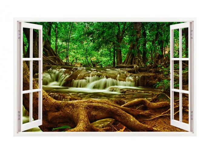 Sticker decorativ, Fereastra 3D, Parau, 85 cm, 317STK
