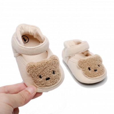 Pantofiori crem pentru fetite - Ursulet (Marime Disponibila: 6-9 luni (Marimea foto