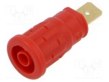 Conector banană 4mm soclu 32A 1kV roșu Hirschmann T&amp;M