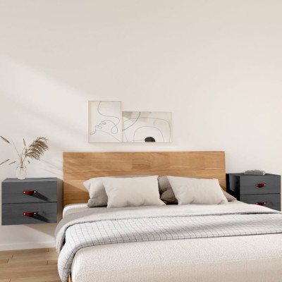 vidaXL Noptiere de perete, 2 buc., gri, 50x36x40 cm 820981 foto