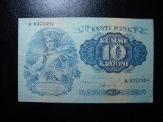ESTONIA 10 KROONI 1937 VF+ foto