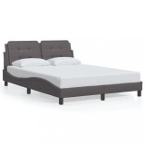 VidaXL Cadru de pat cu tăblie, gri, 140x200 cm, piele ecologică