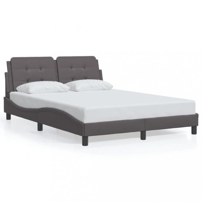 vidaXL Cadru de pat cu tăblie, gri, 140x200 cm, piele ecologică 3208187