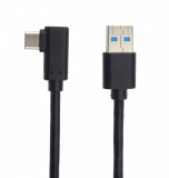 Cablu USB 3.0-C unghi 90 grade la USB-A 2m T-T Negru, KU31CZ2BK, Oem