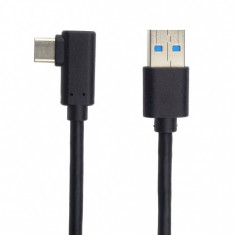 Cablu USB 3.0-C unghi 90 grade la USB-A 3m T-T Negru, KU31CZ3BK