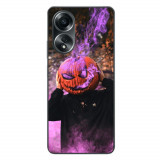 Husa compatibila cu Oppo A58 4G Silicon Gel Tpu Model Halloween Cap Dovleac cu Fum