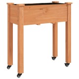 Cumpara ieftin Jardiniera cu roti &amp; captuseala maro 71x37x76cm lemn masiv brad
