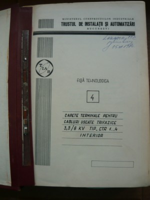 FISE TEHNOLOGICE PENTRU INSTALATII ELECTRICE - volumul II - 1978 foto