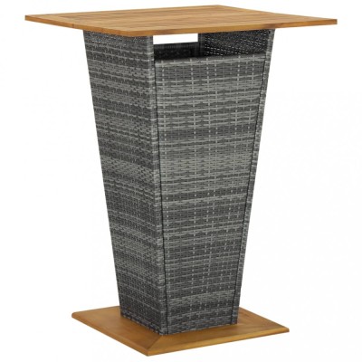 vidaXL Masă de bar, gri, 80x80x110 cm, poliratan/lemn masiv acacia 313466 foto