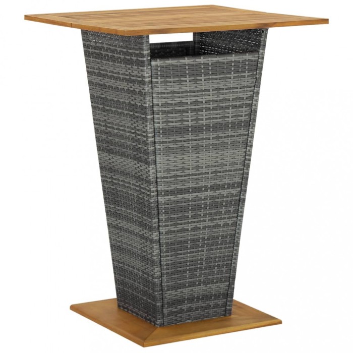 vidaXL Masă de bar, gri, 80x80x110 cm, poliratan/lemn masiv acacia 313466