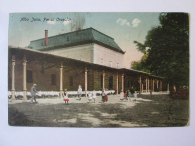 Alba Iulia:Parcul orașului,carte poștală circulată 1929 foto