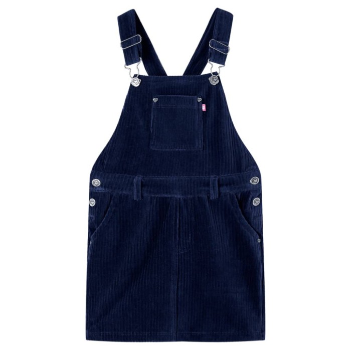 Rochie salopetă pentru copii, velur, bleumarin, 128 13907