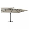 VidaXL Umbrelă &icirc;n consolă cu LED, st&acirc;lp din aluminiu nisipiu 400x300cm
