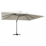 vidaXL Umbrelă &icirc;n consolă cu LED, st&acirc;lp din aluminiu nisipiu 400x300cm