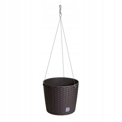 Ghiveci decorativ cu lant, Prosperplast, Rato Round, rotund, maro, 25.6x21.9 cm foto