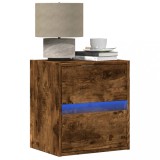 VidaXL Comodă TV de perete cu lumini LED, stejar fumuriu, 41x31x45 cm
