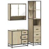 Cumpara ieftin Set mobilier de baie, 3 piese, stejar sonoma, lemn prelucrat