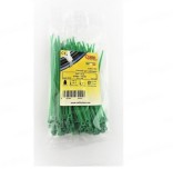 Set 100 buc colier cablu 140x3.6mm din plastic verde Cobra 9135