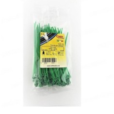Set 100 buc colier cablu 140x3.6mm din plastic verde Cobra 9135