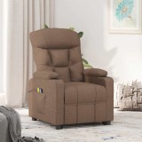 vidaXL Fotoliu de masaj cu ridicare, maro, material textil