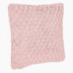 Pernă Decorativă, Model Reliefat, Roz, 60x60cm, Înveliș Imitatie de Blană, Fermoar, 2 Fețe